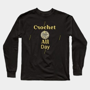 Crochet All Day Clock Long Sleeve T-Shirt